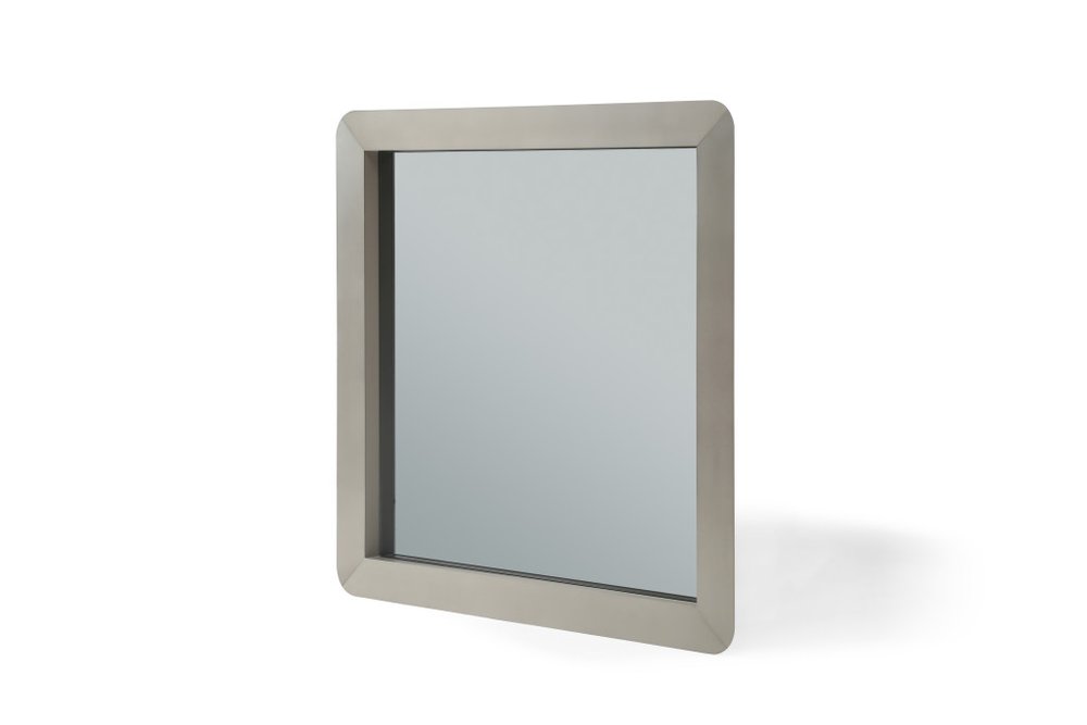 43" X 43" Gray And Silver Stainless Steel Square Framed Accent Mirror HomeRoots