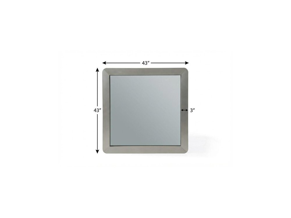 43" X 43" Gray And Silver Stainless Steel Square Framed Accent Mirror HomeRoots