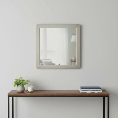 43" X 43" Gray And Silver Stainless Steel Square Framed Accent Mirror HomeRoots