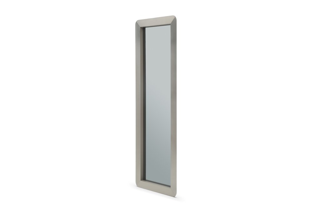 83" X 27" Gray And Silver Stainless Steel Wall Mounted And Leaning Framed Accent Mirror HomeRoots
