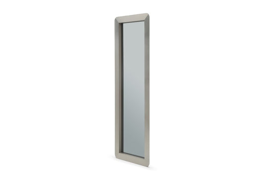 83" X 27" Gray And Silver Stainless Steel Wall Mounted And Leaning Framed Accent Mirror
