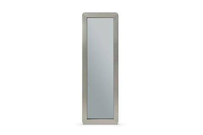 83" X 27" Gray And Silver Stainless Steel Wall Mounted And Leaning Framed Accent Mirror HomeRoots