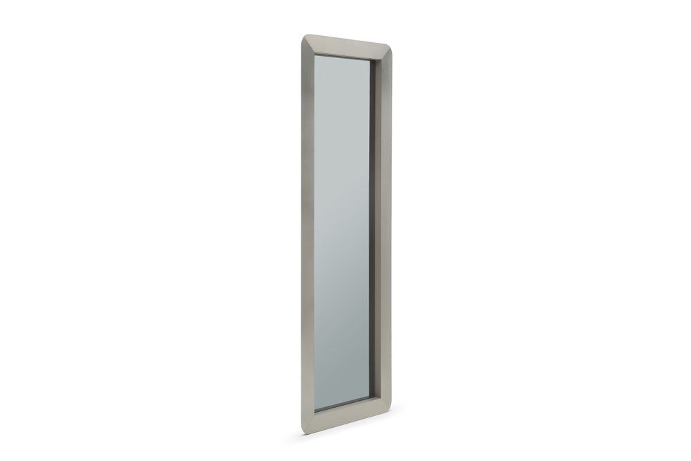 83" X 27" Gray And Silver Stainless Steel Wall Mounted And Leaning Framed Accent Mirror — view 4