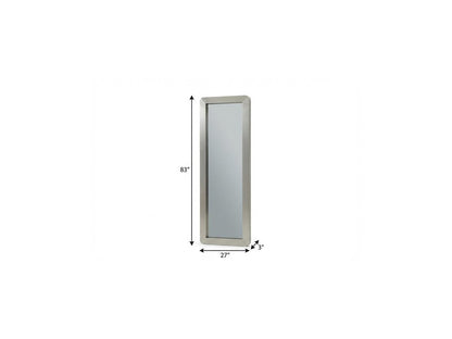 83" X 27" Gray And Silver Stainless Steel Wall Mounted And Leaning Framed Accent Mirror HomeRoots