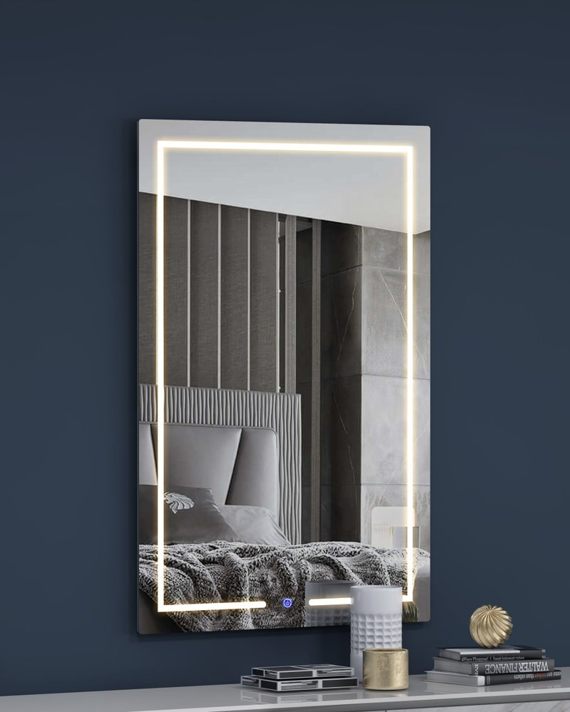 47" X 32" Lighted Frameless Bathroom Vanity Mirror HomeRoots