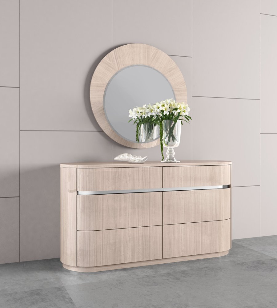 39" X 39" Beige Wood Round Framed Dresser Mirror HomeRoots
