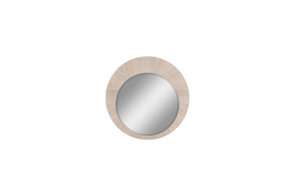 39" X 39" Beige Wood Round Framed Dresser Mirror HomeRoots