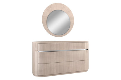 39" X 39" Beige Wood Round Framed Dresser Mirror HomeRoots