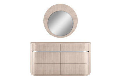 39" X 39" Beige Wood Round Framed Dresser Mirror HomeRoots