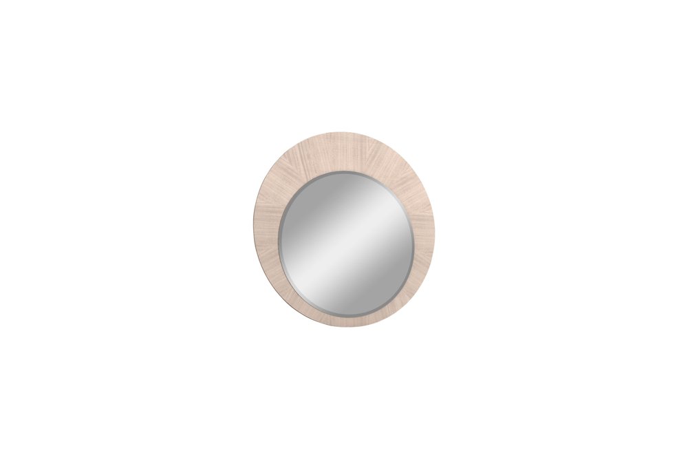 39" X 39" Beige Wood Round Framed Dresser Mirror — view 5