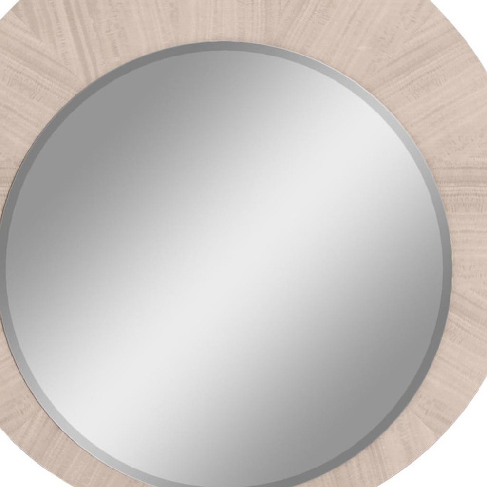 39" X 39" Beige Wood Round Framed Dresser Mirror — view 6