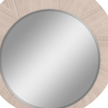 39" X 39" Beige Wood Round Framed Dresser Mirror HomeRoots