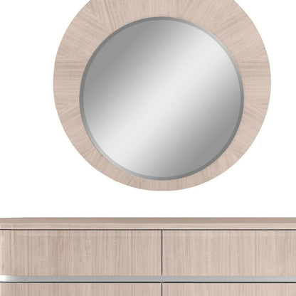 39" X 39" Beige Wood Round Framed Dresser Mirror HomeRoots