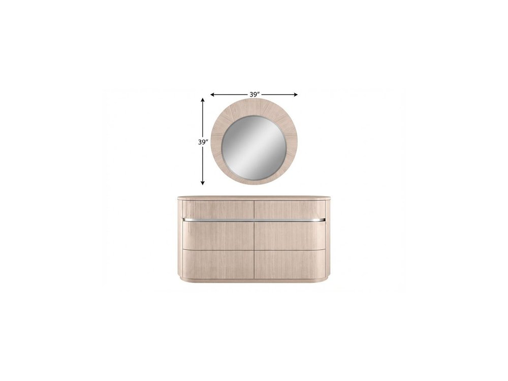 39" X 39" Beige Wood Round Framed Dresser Mirror HomeRoots