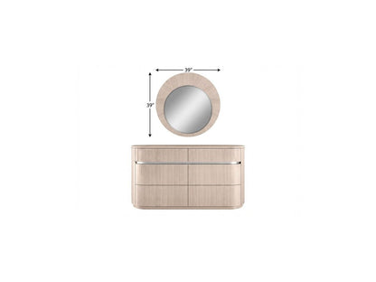39" X 39" Beige Wood Round Framed Dresser Mirror HomeRoots