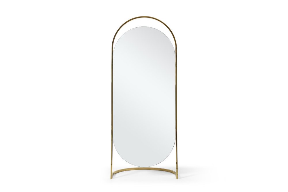 82" X 33" Gold Steel Oval Freestanding Framed Full Length Mirror HomeRoots