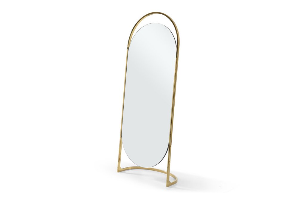 82" X 33" Gold Steel Oval Freestanding Framed Full Length Mirror HomeRoots