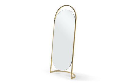 82" X 33" Gold Steel Oval Freestanding Framed Full Length Mirror HomeRoots