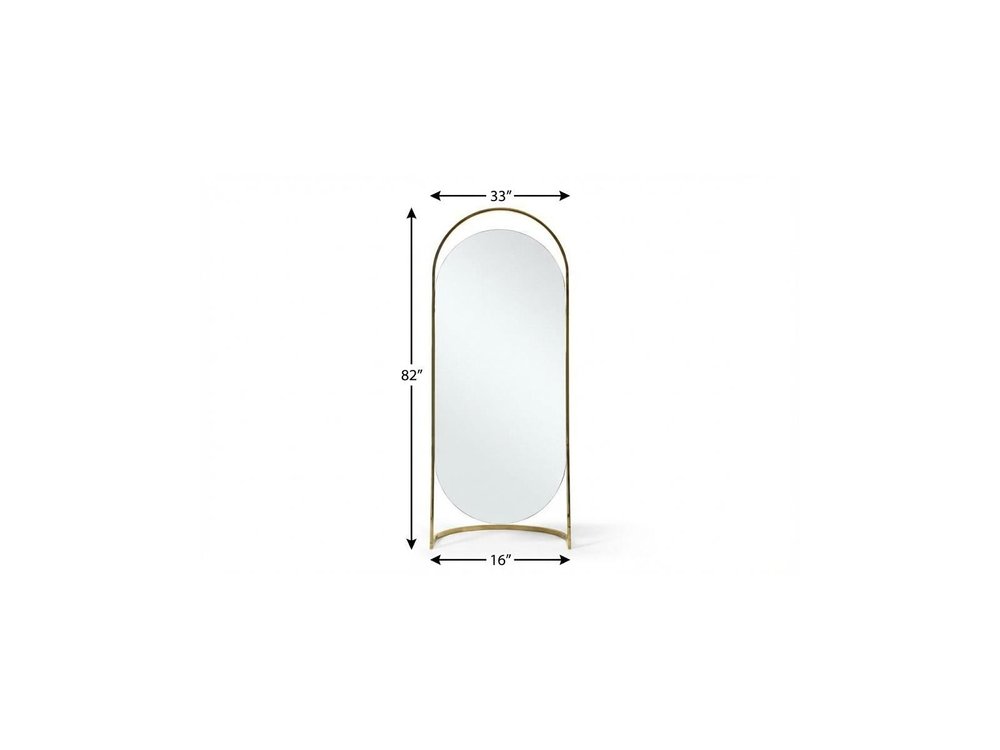 82" X 33" Gold Steel Oval Freestanding Framed Full Length Mirror — view 6