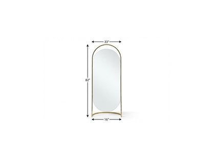 82" X 33" Gold Steel Oval Freestanding Framed Full Length Mirror HomeRoots