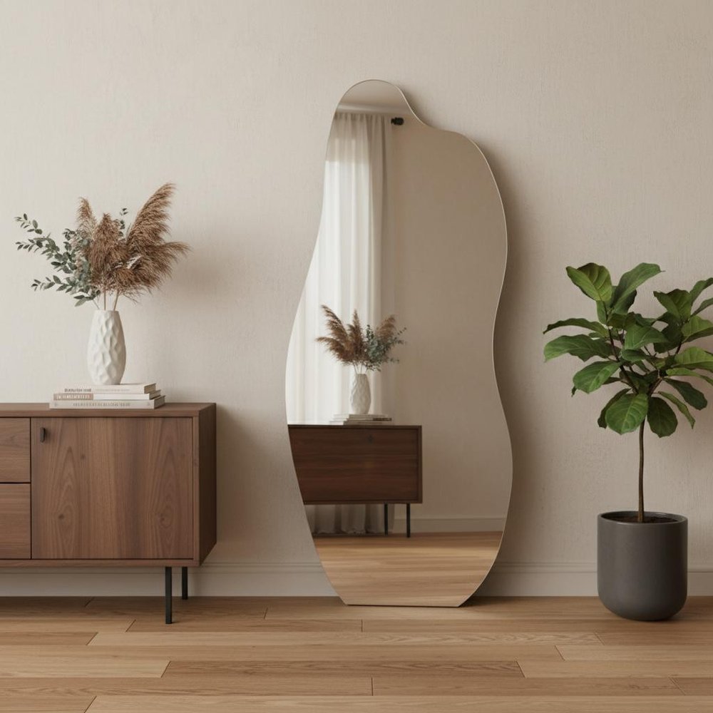 71" Abstract Leaning And Freestanding Frameless Full Length Mirror — view 6