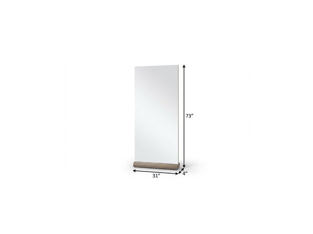 73" X 31" Brown Solid Wood Leaning Framed Full Length Mirror — view 3