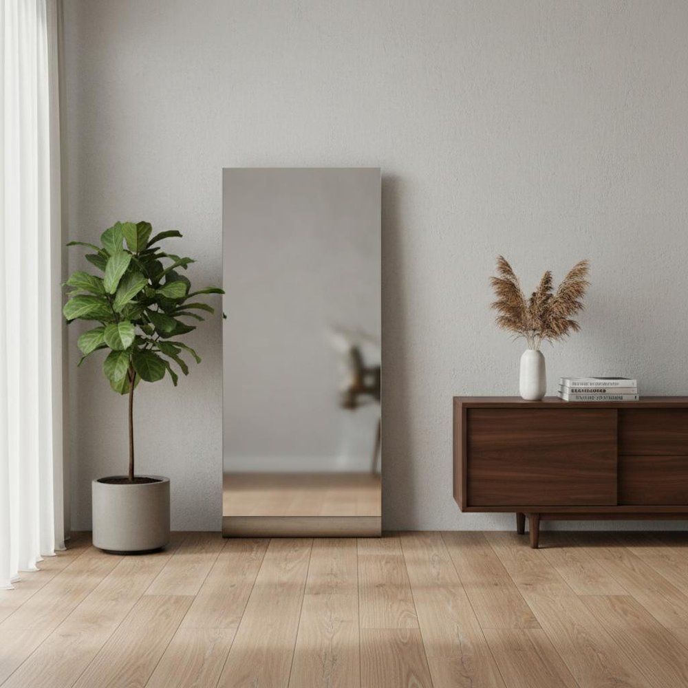 73" X 31" Brown Solid Wood Leaning Framed Full Length Mirror HomeRoots