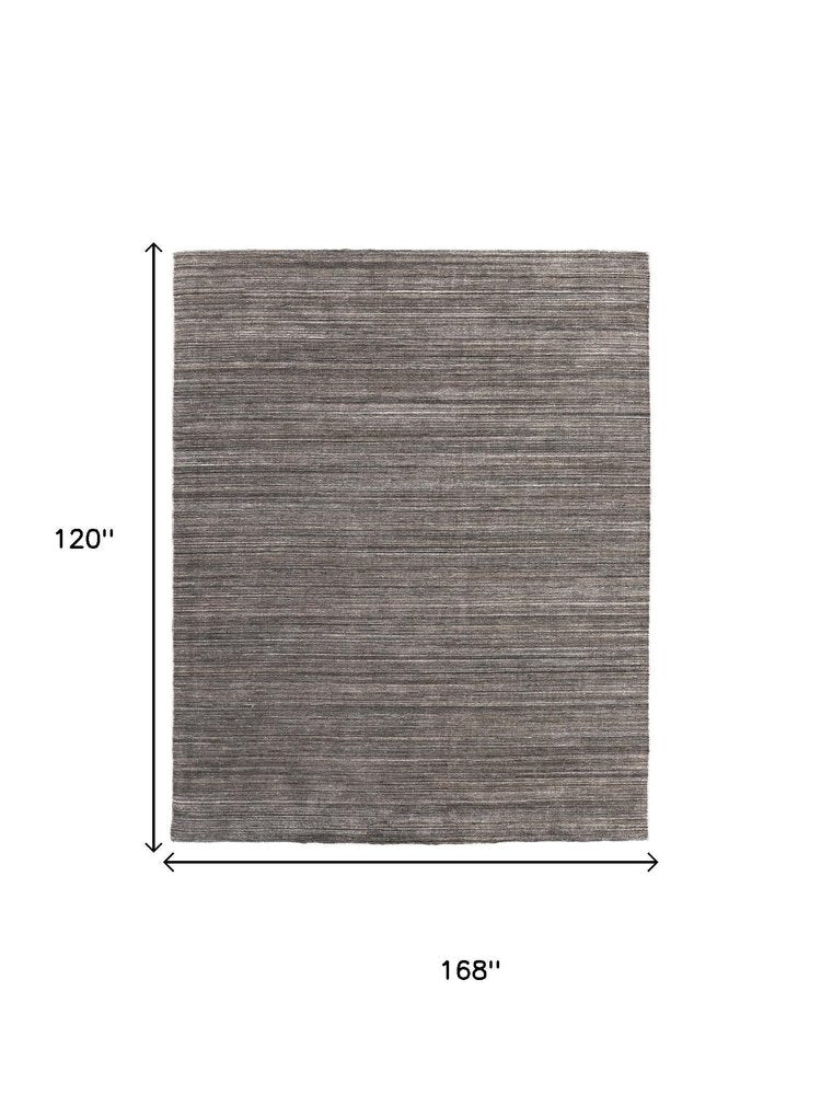 10' X 14' Black Gray And Brown Handmade Indoor Outdoor Area Rug