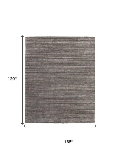 10' X 14' Black Gray And Brown Handmade Indoor Outdoor Area Rug