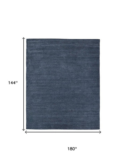 10' X 14' Blue And Gray Handmade Indoor Outdoor Area Rug