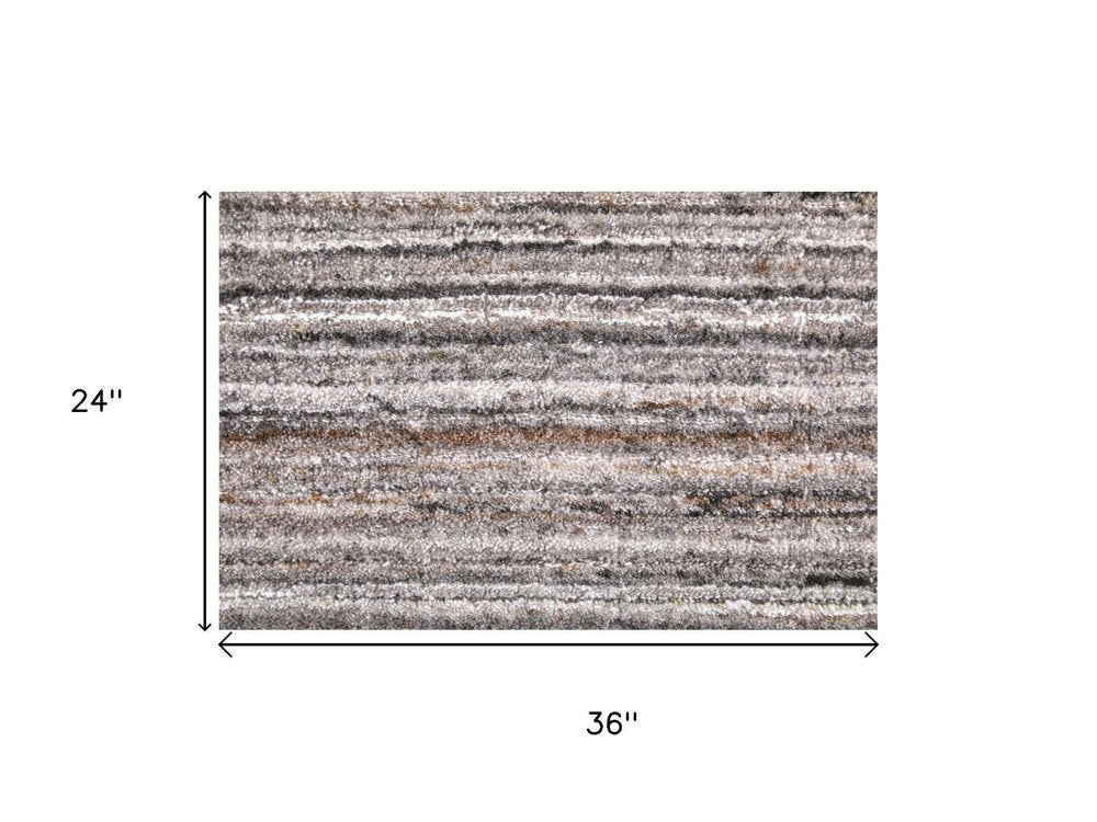 10' X 14' Gray Black And Brown Handmade Indoor Outdoor Area Rug