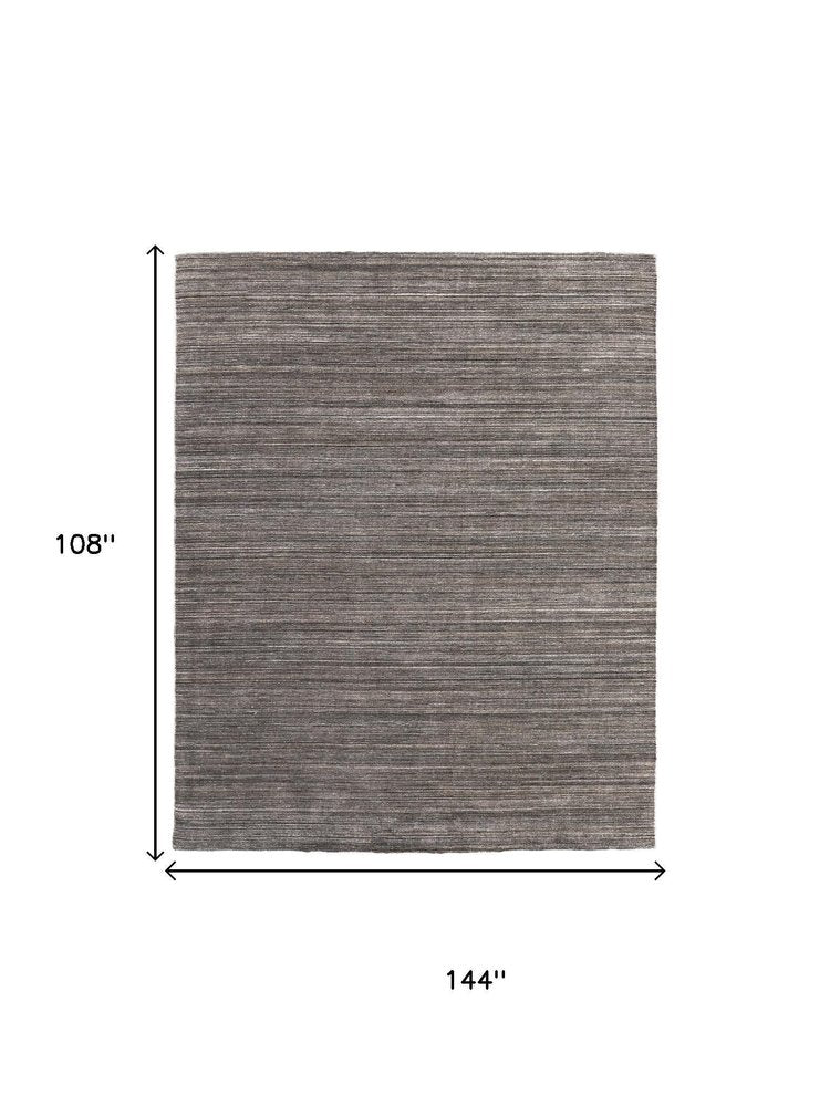 10' X 14' Black Gray And Brown Handmade Indoor Outdoor Area Rug