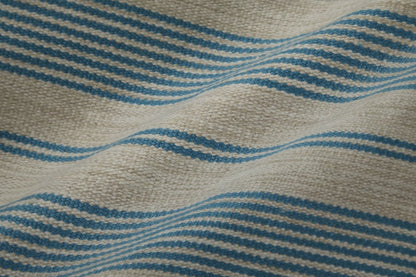 8' X 11' Ivory And Blue Striped Handmade Indoor Outdoor Area Rug