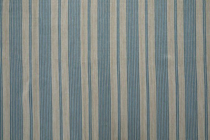 8' X 11' Ivory And Blue Striped Handmade Indoor Outdoor Area Rug