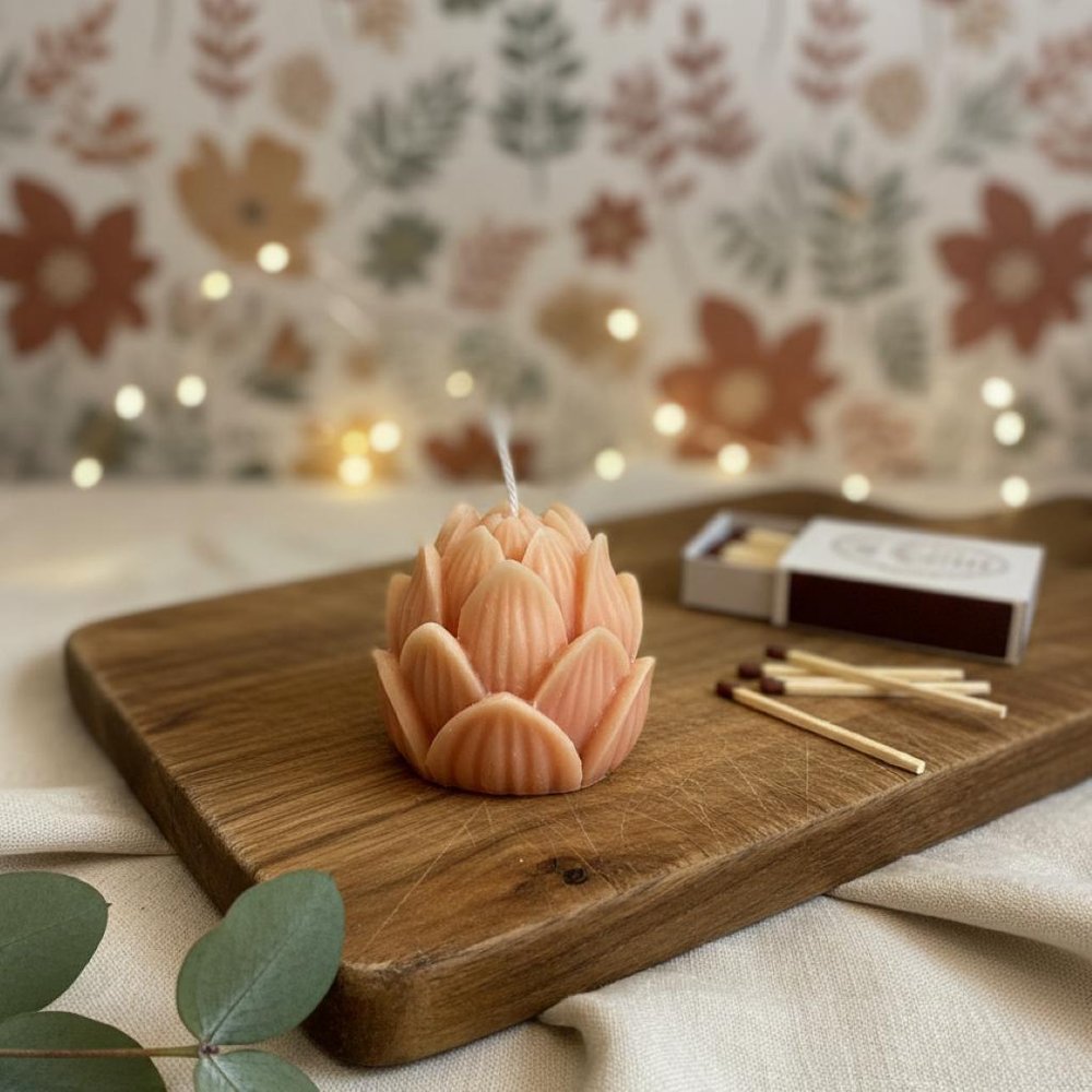 2" Orange Himalayan Bamboo Scented Dimensional Flower Candle