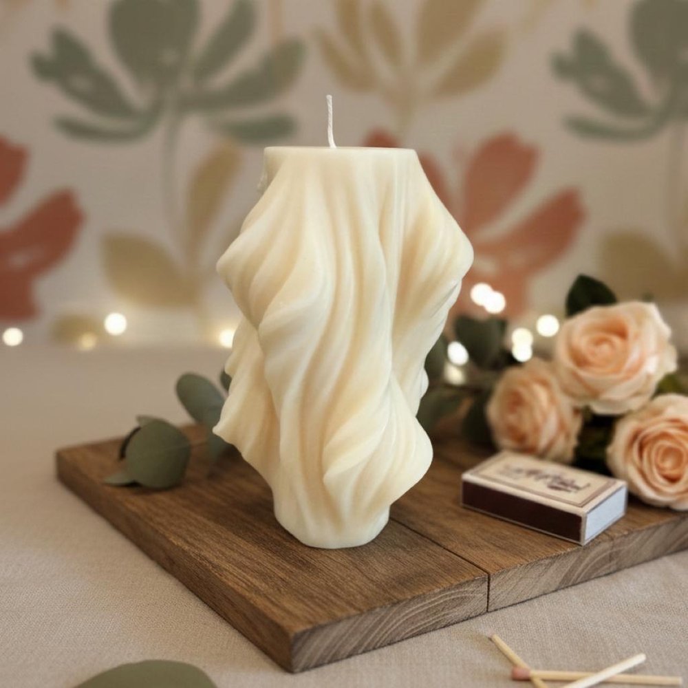 4" White Day at the Spa Scented Dimensional Twist Candle