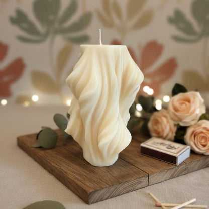 4" White Day at the Spa Scented Dimensional Twist Candle