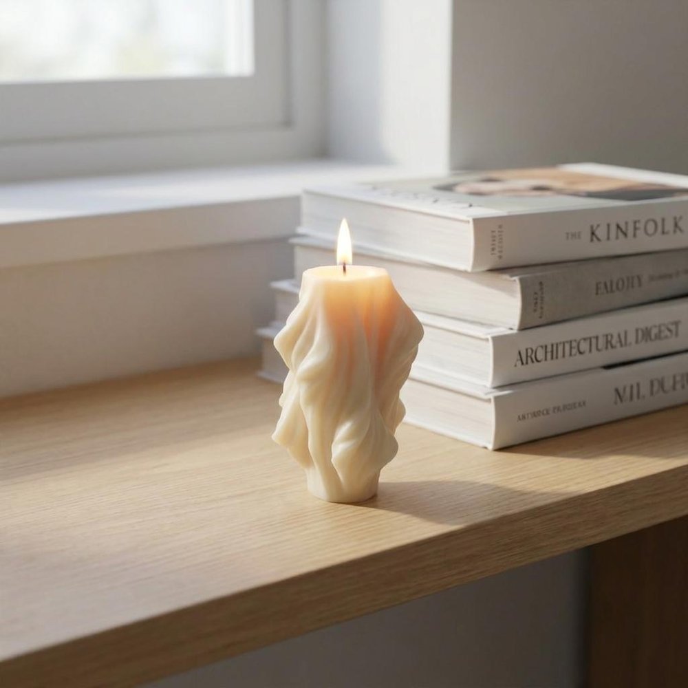 4" White Day at the Spa Scented Dimensional Twist Candle