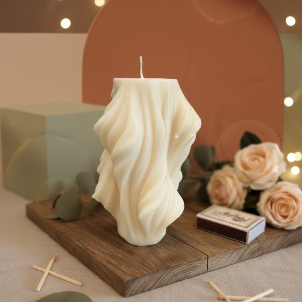 4" White Day at the Spa Scented Dimensional Twist Candle — view 13