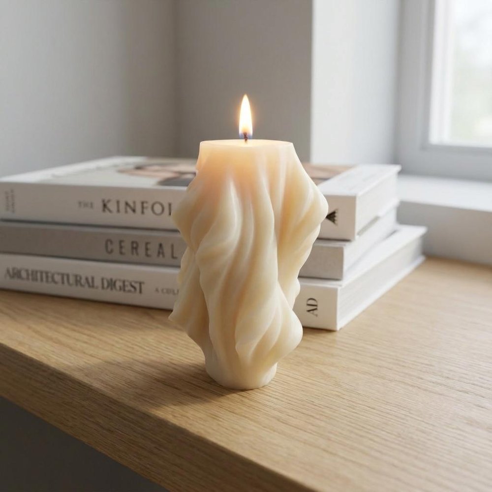 4" White Day at the Spa Scented Dimensional Twist Candle — view 12