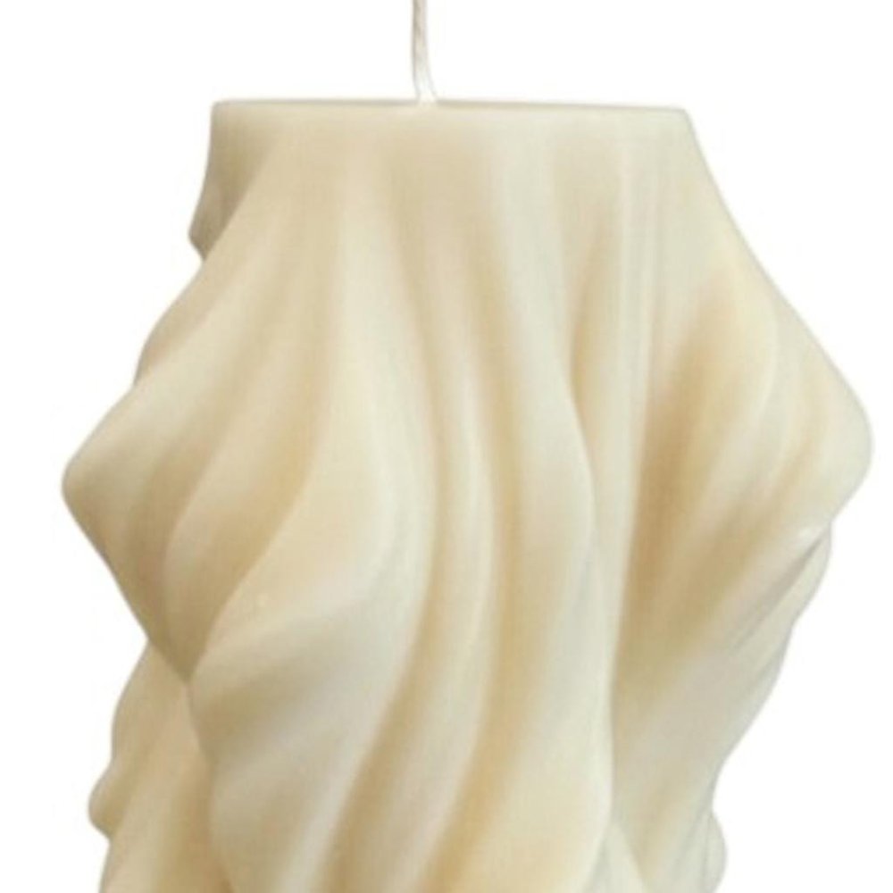 4" White Unscented Dimensional Twist Candle — view 3