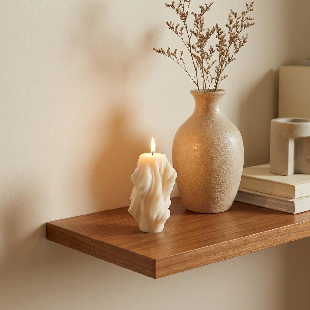 4" White Unscented Dimensional Twist Candle — view 6