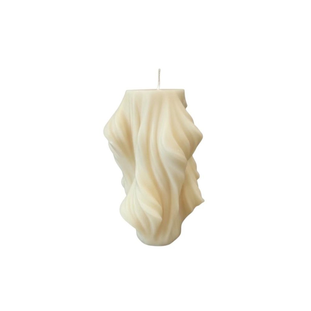 4" White Unscented Dimensional Twist Candle — view 5