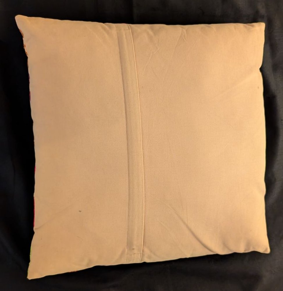 Set of Two 20" Natural Blue And Yellow Floral Cotton Throw Pillows with Embroidery — view 7