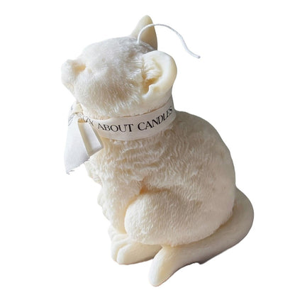 6" Ivory Vanilla Scented Dimensional Cat Candle Round Novelty HomeRoots