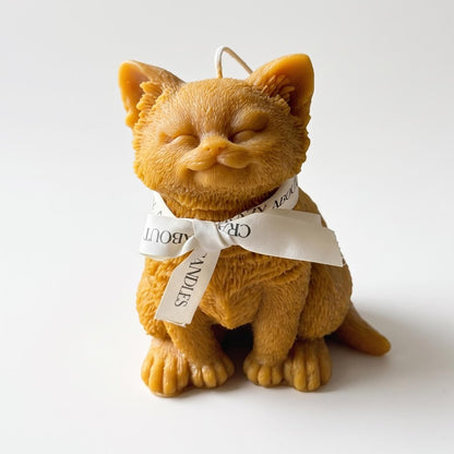 6" Brown Vanilla Scented Dimensional Cat Candle Round Novelty HomeRoots