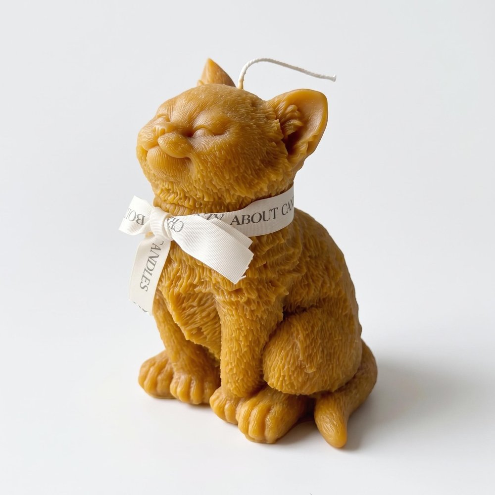 6" Brown Vanilla Scented Dimensional Cat Candle Round Novelty — view 2