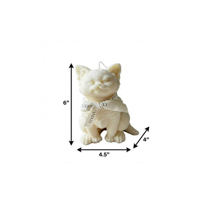 6" Gray Vanilla Scented Dimensional Cat Candle Round Novelty HomeRoots