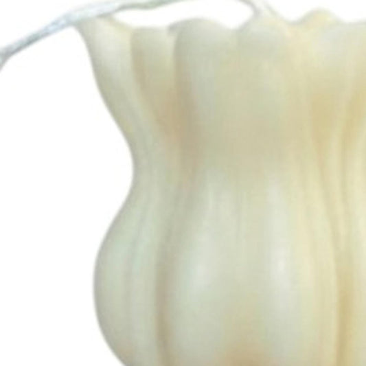 5" Ivory Unscented Dimensional Flower Candle Round Novelty