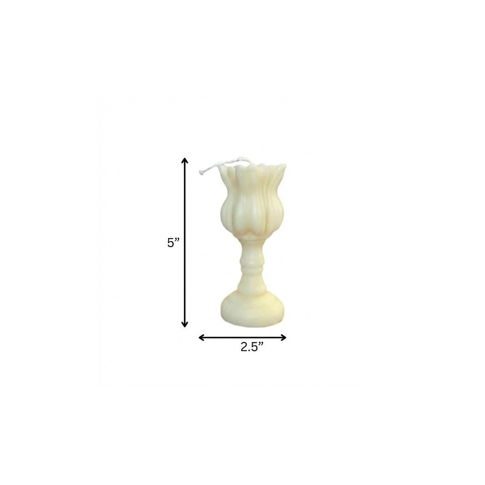 5" Ivory Unscented Dimensional Flower Candle Round Novelty — view 4